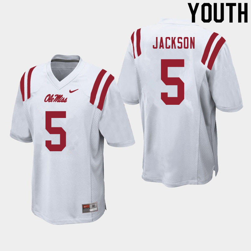 Dannis Jackson Ole Miss Rebels NCAA Youth White #5 Stitched Limited College Football Jersey DEJ3158XE